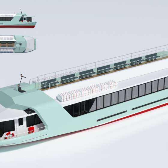 Projekt koncepcyjny tramwaju wodnego na wody śródlądowe 30m Seatech Engineering