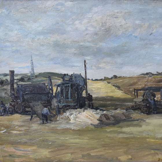 Bohdan Borowski, Pejzaż, 1955, olej na kartonie, 44 x 54 cm, własność p. Doroty Borowskiej