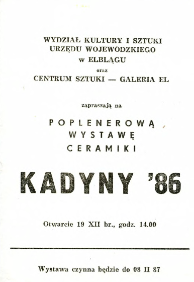 Zaproszenie na wystawę „Kadyny’86”