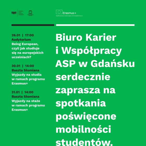 Spotkania poświęcone mobilności studentów | Biuro Karier i Współpracy ASP w Gdańsku
