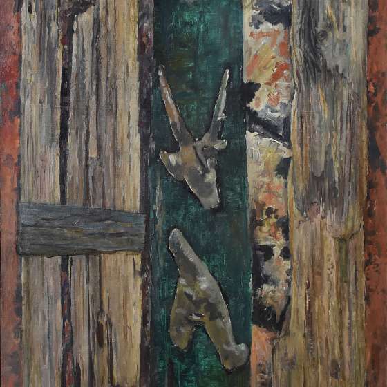 Bohdan Borowski Ślady III, 1986-1987, olej na płótnie, 105 x 85 cm, własność p. Doroty Borowskiej